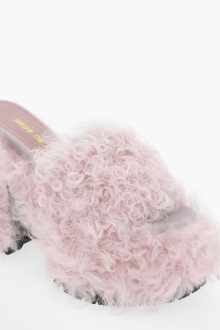 Chunky Sole Shearling Mules Heel 13 cm