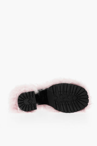 Chunky Sole Shearling Mules Heel 13 cm