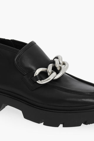 Leather Ankle Boots Embelished With Chain