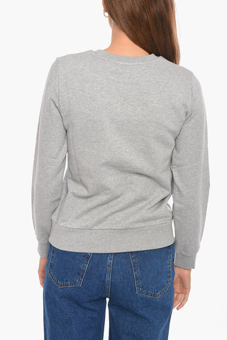 Felpa girocollo in Cotone Garzato con Logo