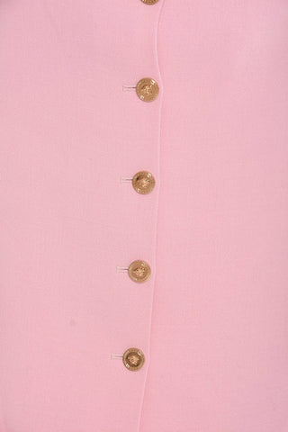 Wool Miniskirt with Front Gold-tone Buttons