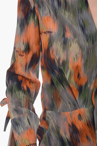 Silk Blouse with Graphic Print and V-neckline