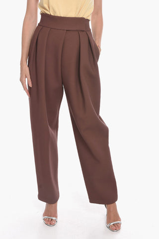 Double-pleated Baggy Pants with High Waist