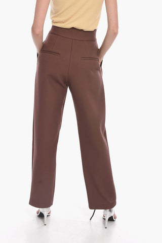 Double-pleated Baggy Pants with High Waist