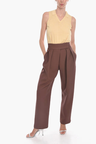 Double-pleated Baggy Pants with High Waist