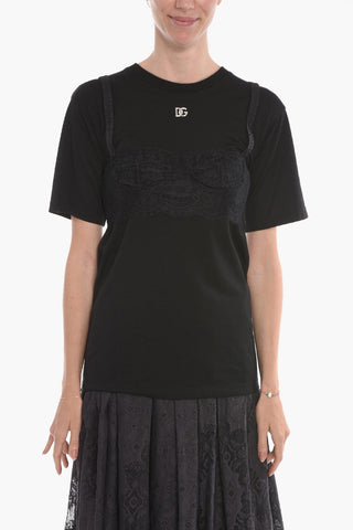 Oversized T-shirt with Bralette Detailing and Logoed Application
