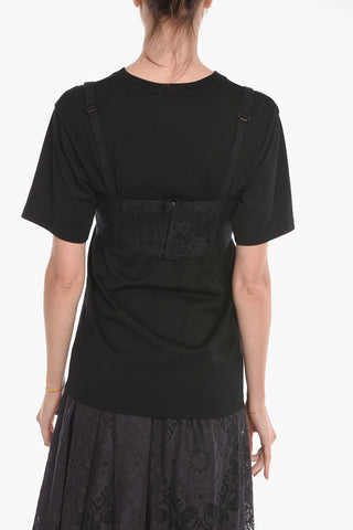 Oversized T-shirt with Bralette Detailing and Logoed Application
