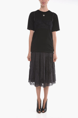 Oversized T-shirt with Bralette Detailing and Logoed Application