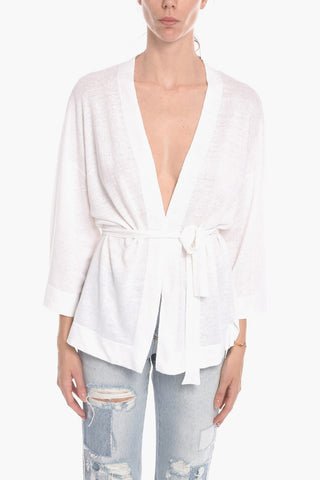 Linen-knit Cardigan with Belt