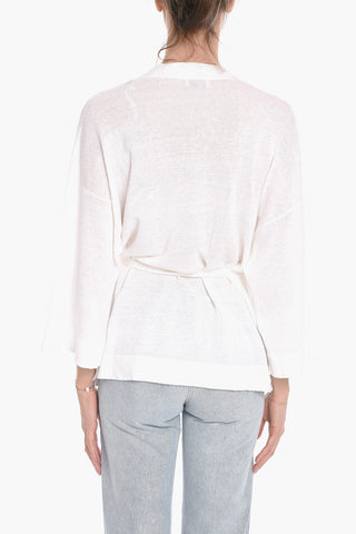 Linen-knit Cardigan with Belt