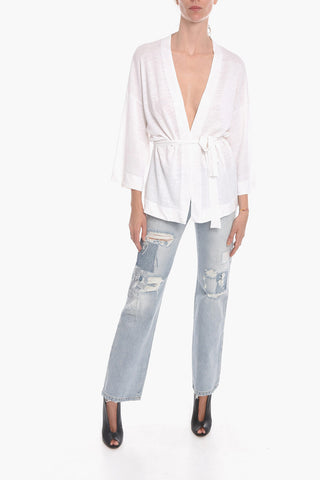 Linen-knit Cardigan with Belt