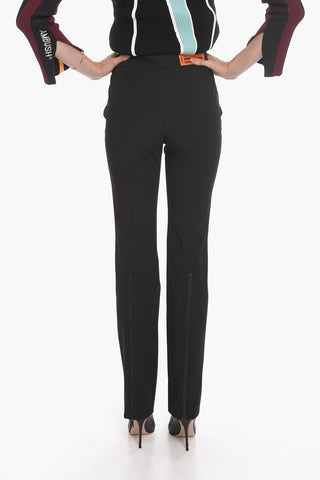 Tech-gabardine Flared Pants with Ankle-zip