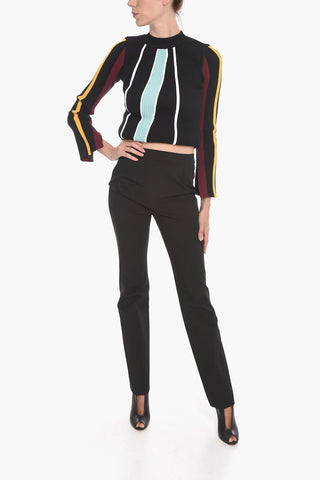 Tech-gabardine Flared Pants with Ankle-zip