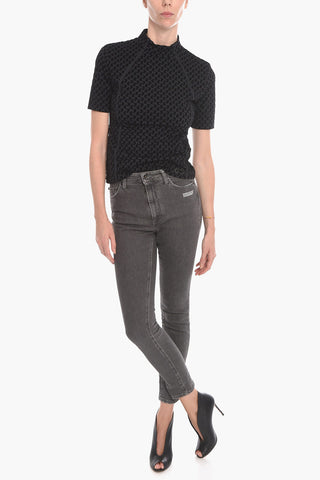 PERMANENT Skinny Fit Denims with Logo Patch 13cm