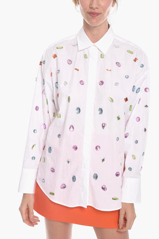 Shirt with Colored Stones and Hidden Placket