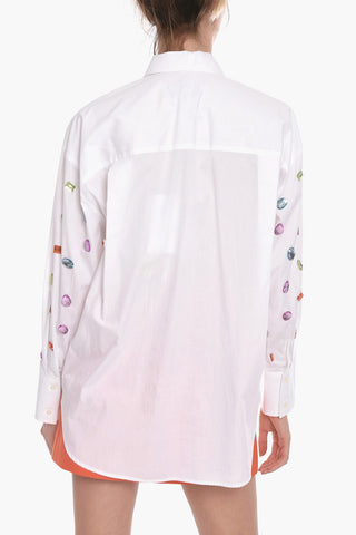 Shirt with Colored Stones and Hidden Placket