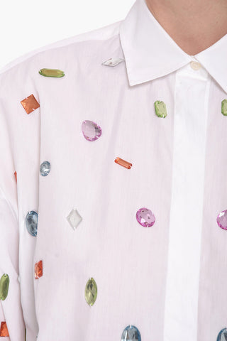 Shirt with Colored Stones and Hidden Placket