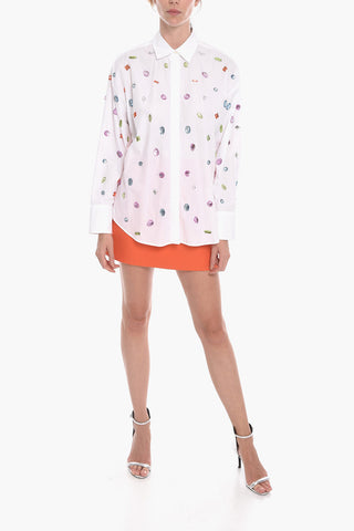 Shirt with Colored Stones and Hidden Placket