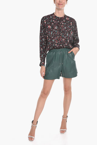 Calfskin Wide-leg Shorts with Debossed Logo