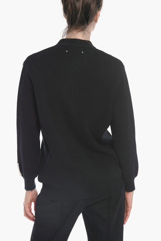 Distressed Cotton Cardigan with Brooch Detail