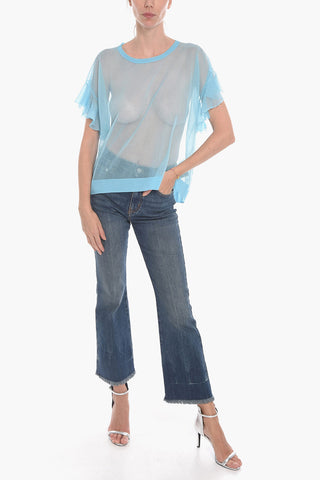 Crewneck Top with Flounced Sleeves