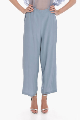 Silk-satin PAGE Flared Pants with Waist-drawstring