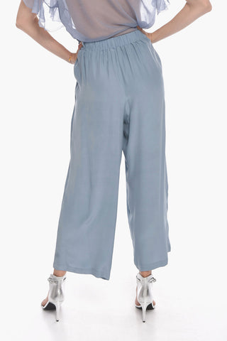 Silk-satin PAGE Flared Pants with Waist-drawstring