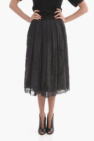 Lace Pleated Skirt with Tulle