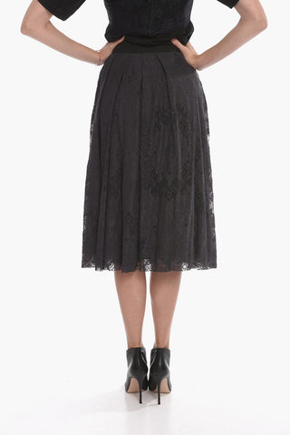 Lace Pleated Skirt with Tulle