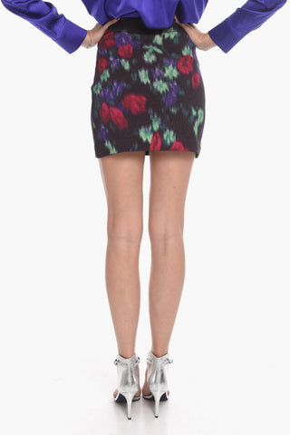 Cotton Blend Miniskirt with Multicolored Pattern