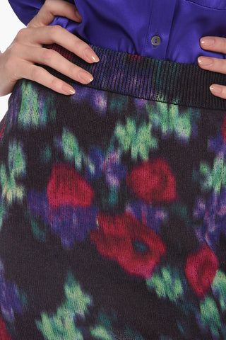 Cotton Blend Miniskirt with Multicolored Pattern