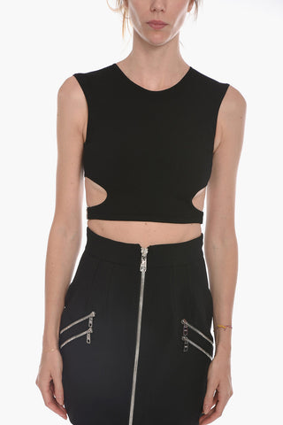 Crop Top con Dettaglio Cut Out e Logo Appliqué
