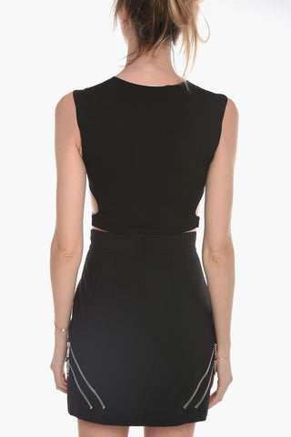 Crop Top con Dettaglio Cut Out e Logo Appliqué