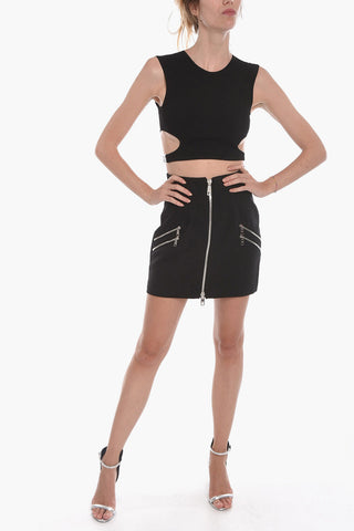 Crop Top con Dettaglio Cut Out e Logo Appliqué