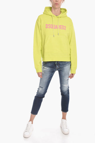Brushed Cotton Hoodie Sweatshirt with Lettering