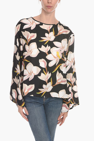 SIlk BRIANA Floral-printed Blouse with Bell Sleeves