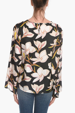 SIlk BRIANA Floral-printed Blouse with Bell Sleeves
