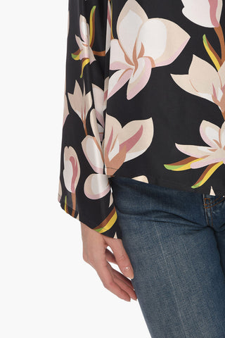 SIlk BRIANA Floral-printed Blouse with Bell Sleeves