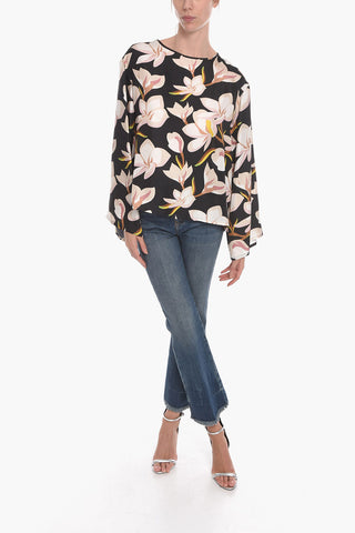 SIlk BRIANA Floral-printed Blouse with Bell Sleeves