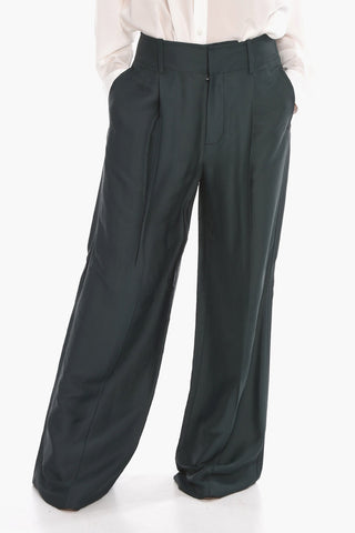Silk-blend Tailored Pants with Single Pleat