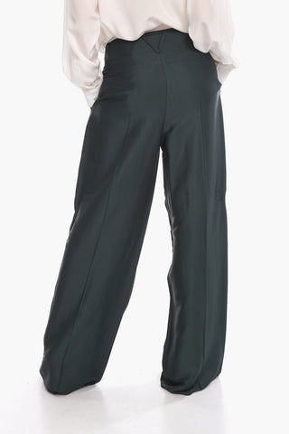 Silk-blend Tailored Pants with Single Pleat