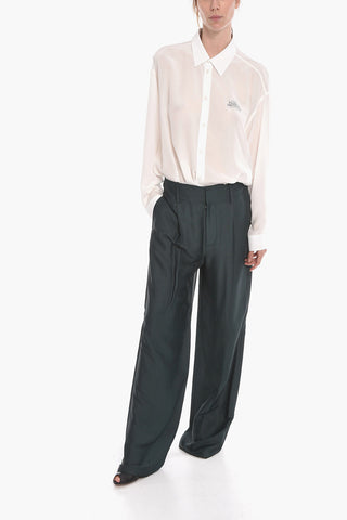 Silk-blend Tailored Pants with Single Pleat
