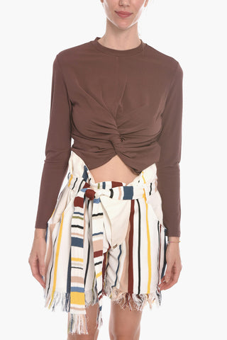 T-shirt a Maniche Lunghe con Dettaglio Nodo