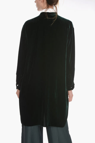 Velour Long Shirt with Asymmetric Hem