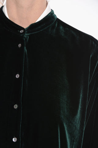 Velour Long Shirt with Asymmetric Hem