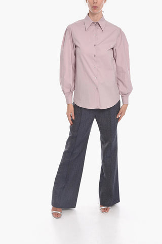 Plain Shirt with Balloon Sleeves
