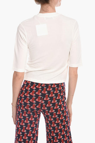 T-shirt Girocollo con Dettaglio Rouches