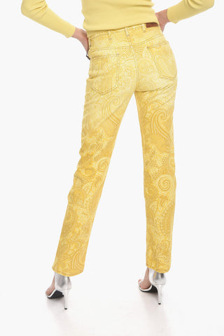 Jeans Slavati con Stampa Paisley 18cm