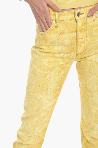 Jeans Slavati con Stampa Paisley 18cm
