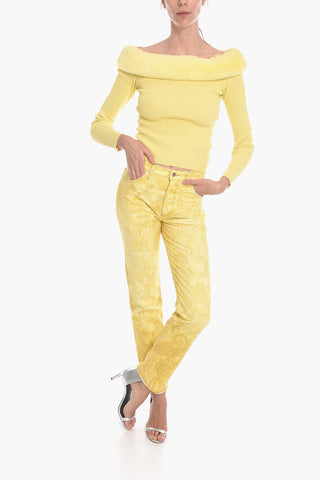 Jeans Slavati con Stampa Paisley 18cm